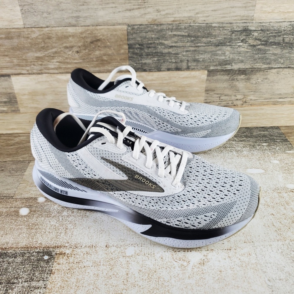 Brooks Adrenaline GTS 24 Womens Shoes Sz 11.5 B White Black Pelican Mesh Sneaker